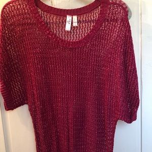 Mesh pink crop sleeve top